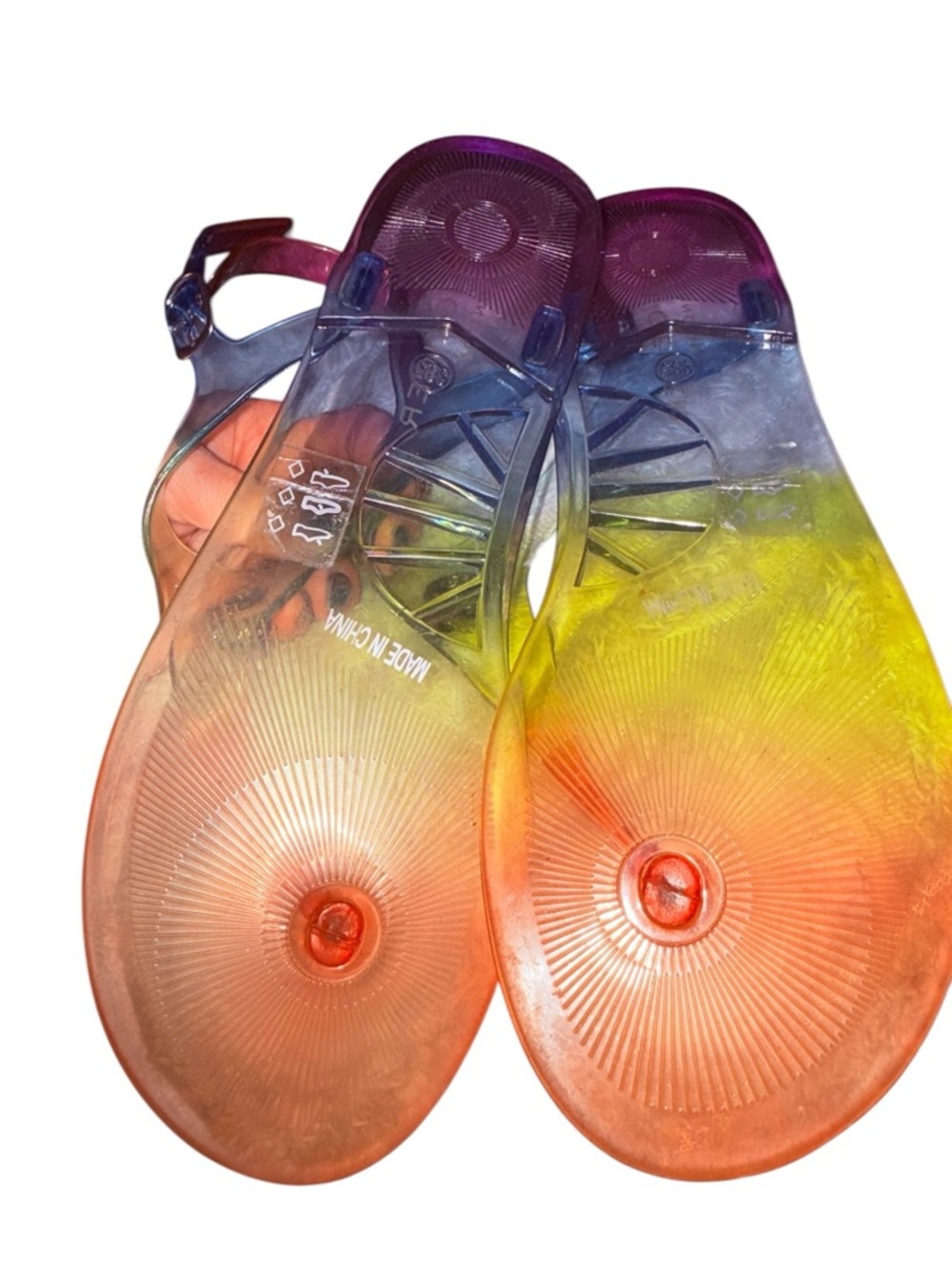 Kurt Geiger Rainbow Jelly Sandals Crystal Eagle Thong Flats 7.5 - Picture 7 of 10